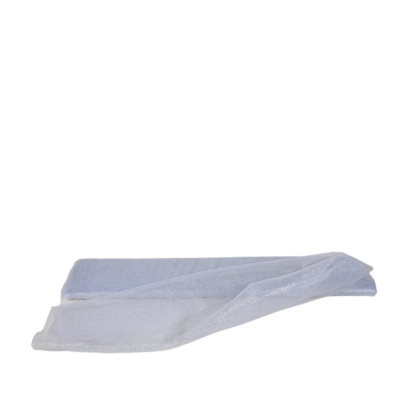 White tulle roll with silver glitter 9m x 140cm