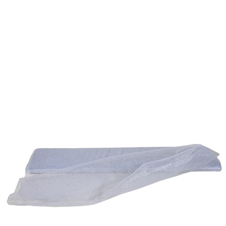 Rouleau de tulle blanc avec glitter argent 9m x 140cm