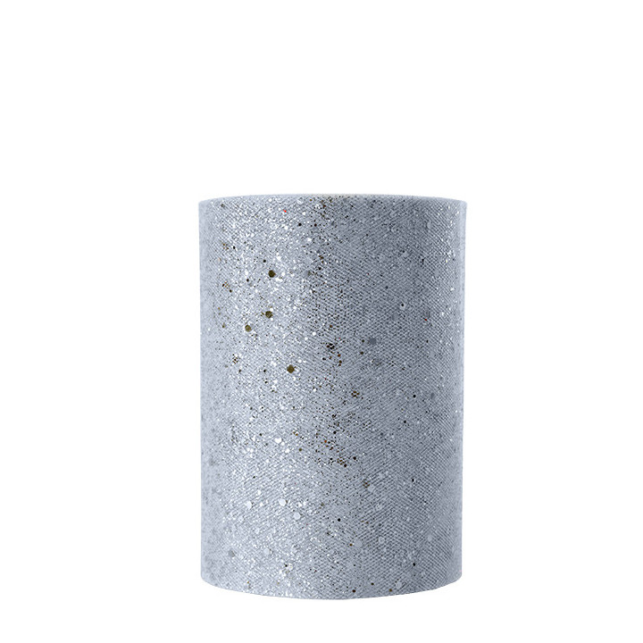 Bobina tulle luccicante colore argento 50m x 14 cm