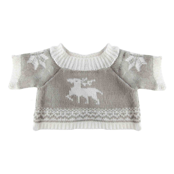 Pull pour peluches blanc et gris h50 cm