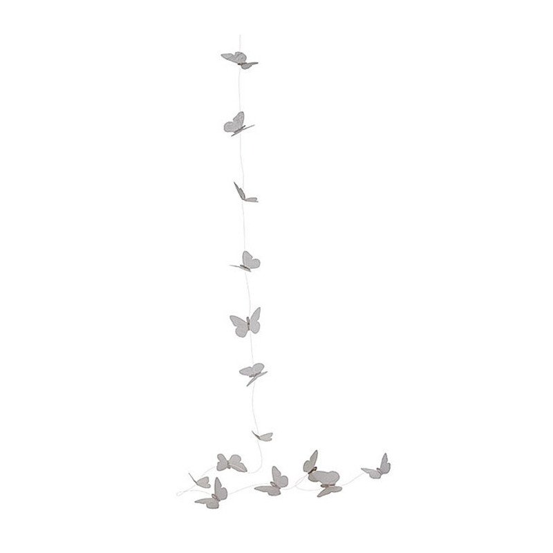 Fil de petits papillons blancs en plastique 150 cm