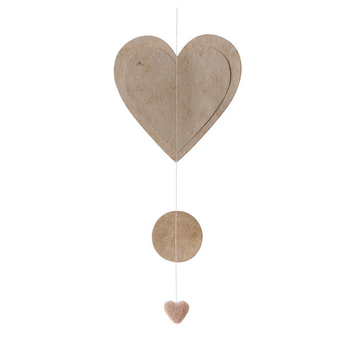 Paper heart garland linen color 50 cm