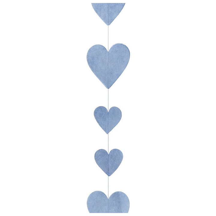 Filo di cuori in carta colore azzurro 160 cm
