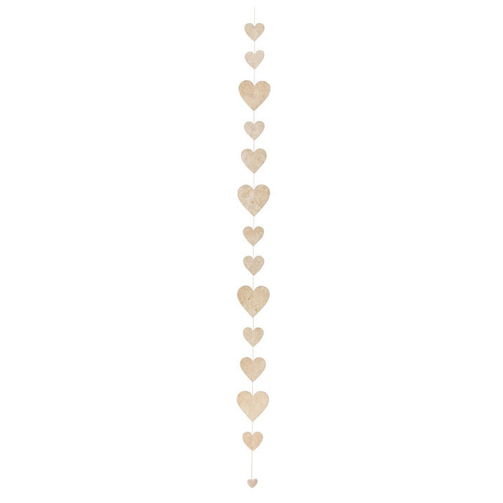 Paper hearts handmade garland cream color 160 cm