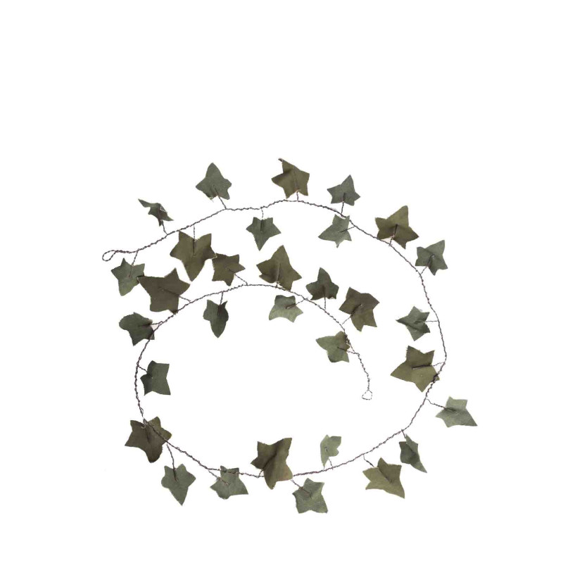 Handmade ivy branch in green recycled cotton h180 cm