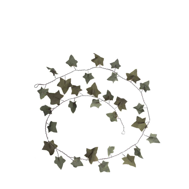 Branche de lierre en coton vert recycle fait a la main h180cm