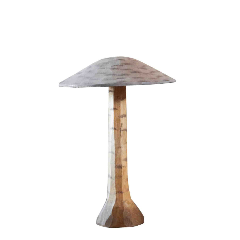 Champignon sculpte a la main en bois h20cm