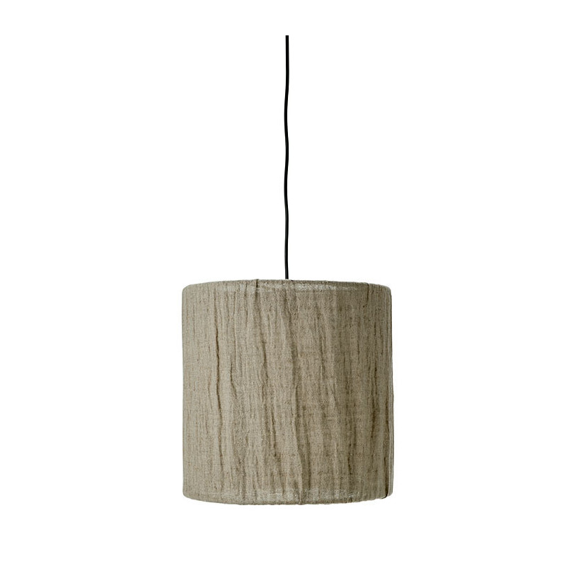 Lampe suspendue en lin et fer gris d40 h40 cm