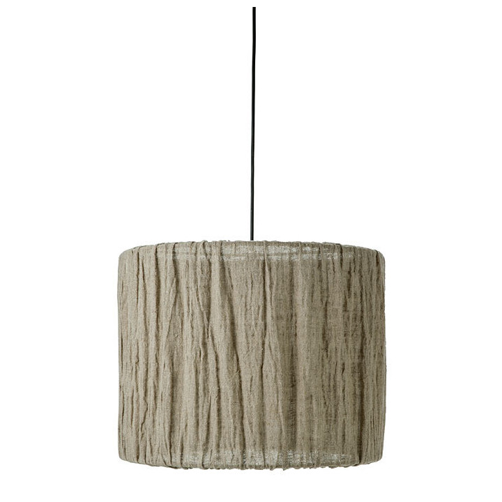 Lampe suspendue en lin et fer gris d50 h40 cm