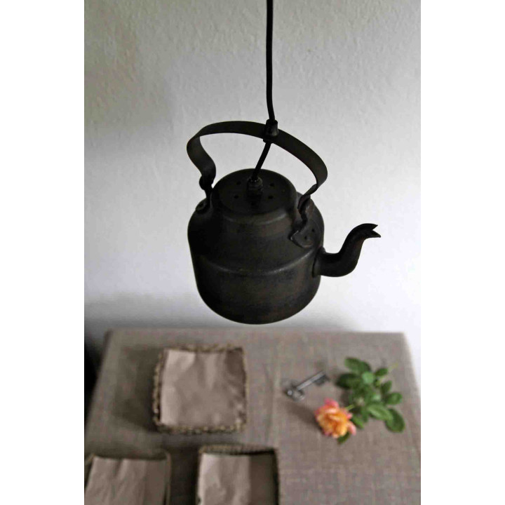 Dark metal tea pot lamp 18 x 26 h26 cm