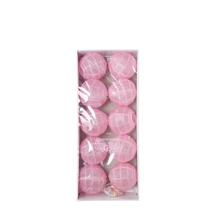 Fil de 10 boules lumineuses en papier couleur rose 380 cm
