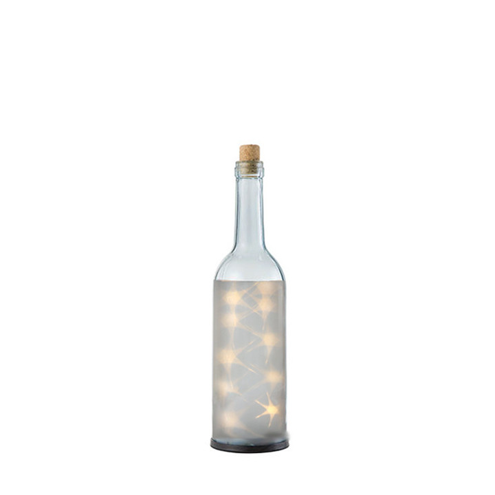 Bouteille 10 lumieres blanches avec batterie d8 h28 cm