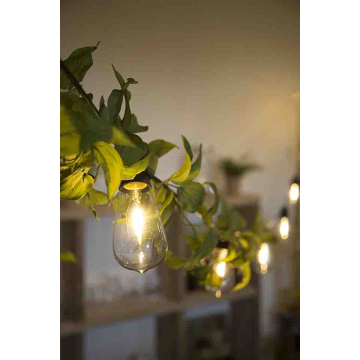 Filo nero 10 lampadine vetro corrente prol.esterno 5 m