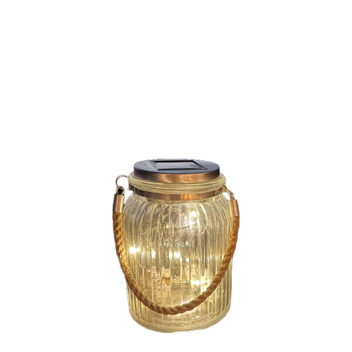 Barattolo vetro con corda energia solare esterno d11 h15.6 cm
