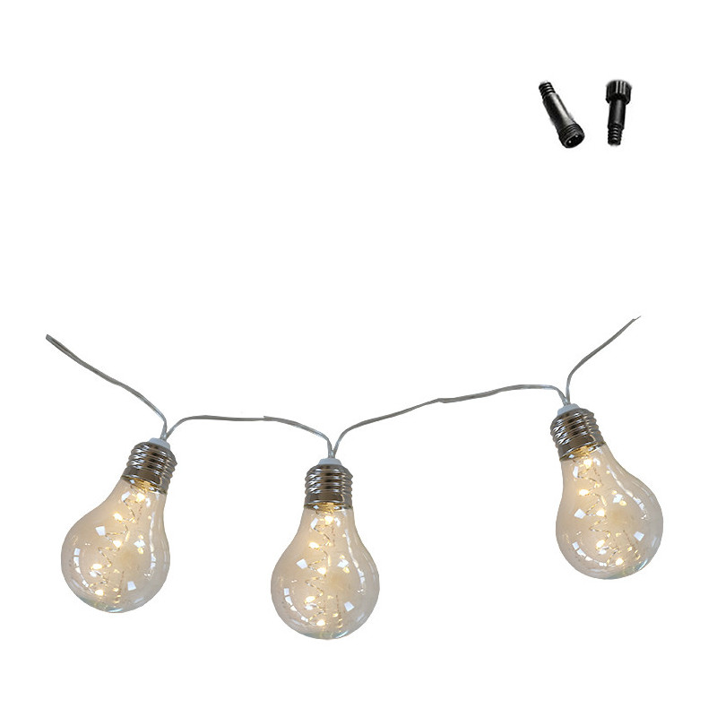 Fil 10 ampoules en plastique avec prise de courante pour int-ext 5m