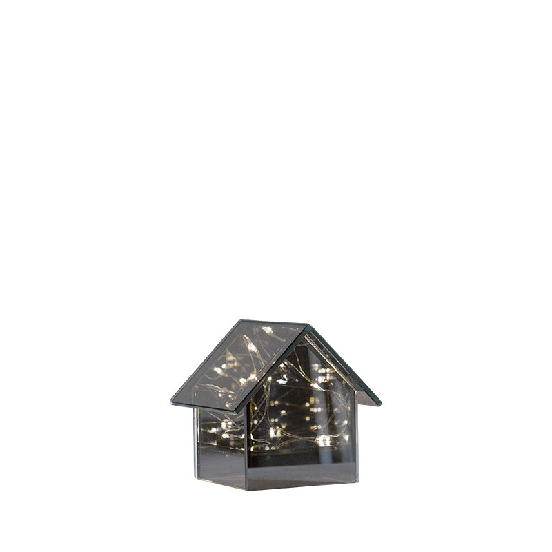 Casetta in vetro a specchio con 8 luci 10 x 10 h10.5 cm
