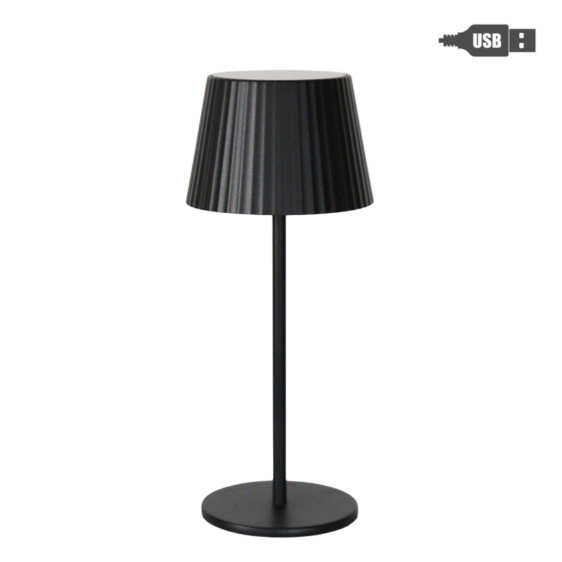 Pleated hat lamp with round base - usb