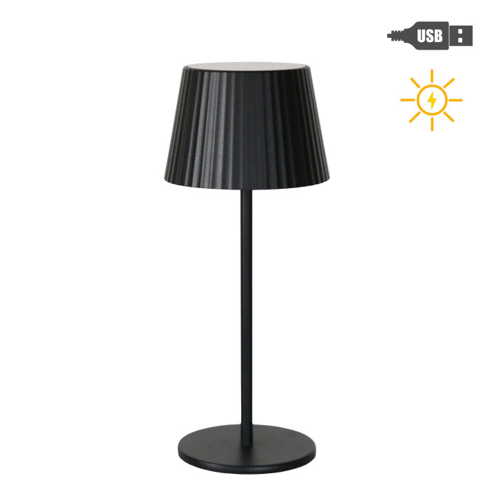Pleated hat lamp with round base - solar