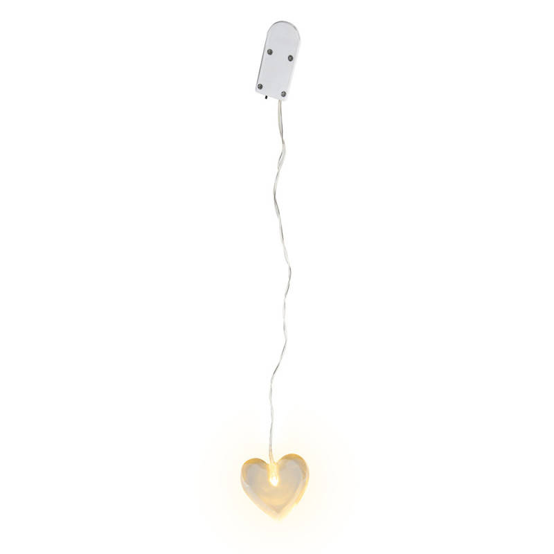 Heart glass led with battery h5 cm