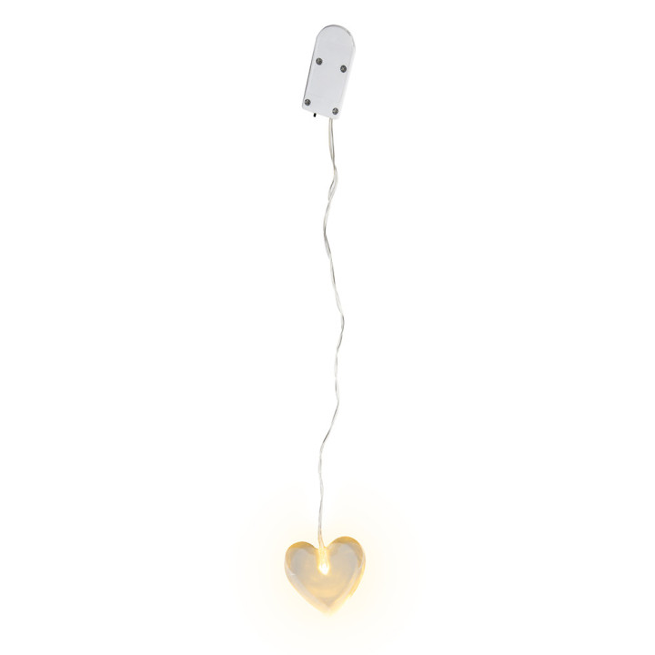 Heart glass led with battery h5 cm