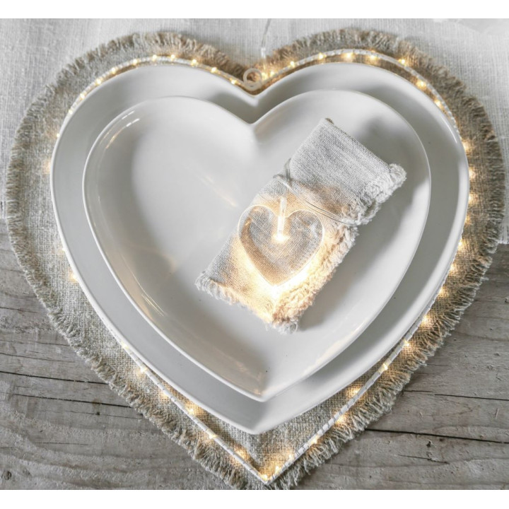Heart glass led with battery h5 cm