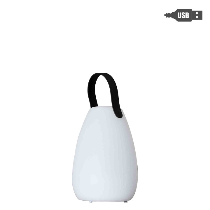 Lampada da giardino led manico nero ricarica usb d13 h20 cm