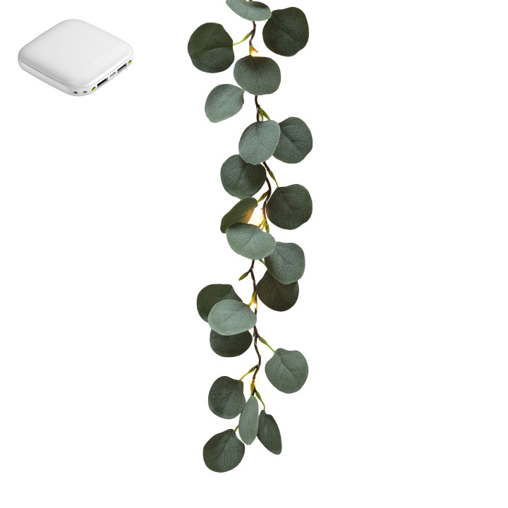 20 led usb eucalyptus stripe with powerbank charge 190 cm