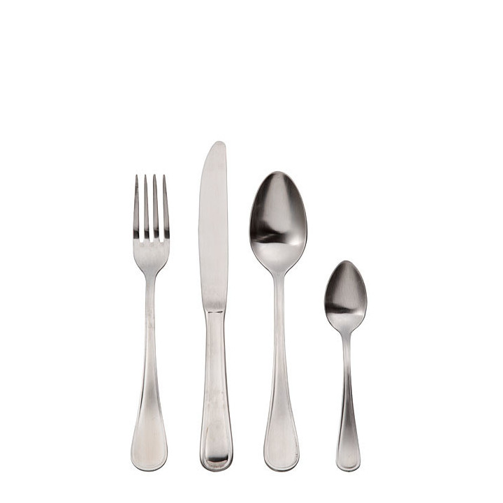 Set of 24 inox steel cutlery flat handle glazed