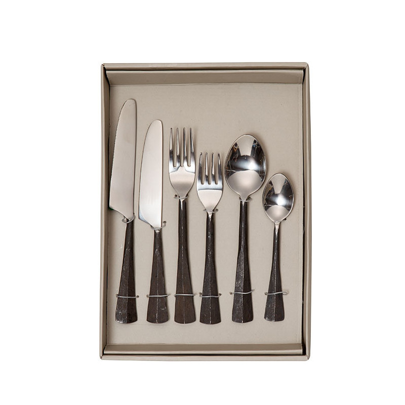 Set of 6 cutlery burnished steel handle