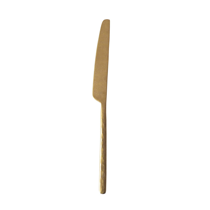 Inox steel knife gold wrought handle h21 cm