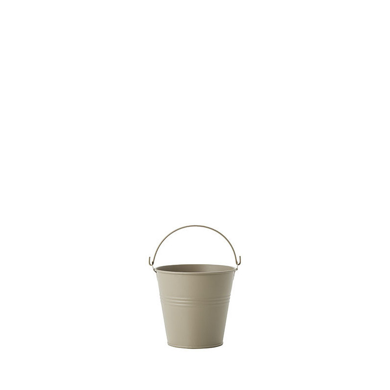 Waterproof metal bucket in linen color d11 h10 cm