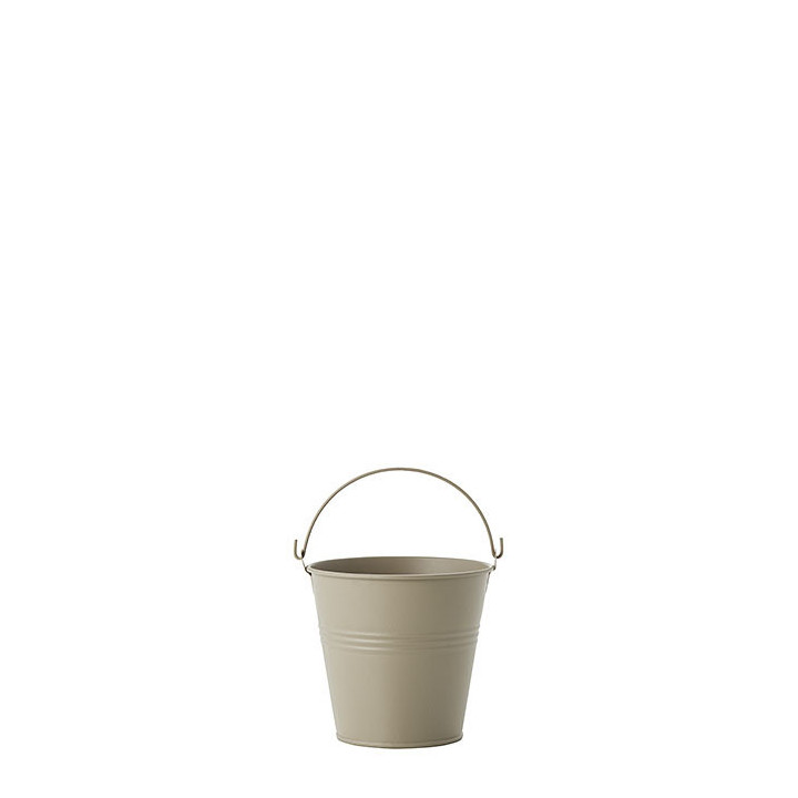 Seau en metal resistant a l'eau couleur lin d11 h10 cm