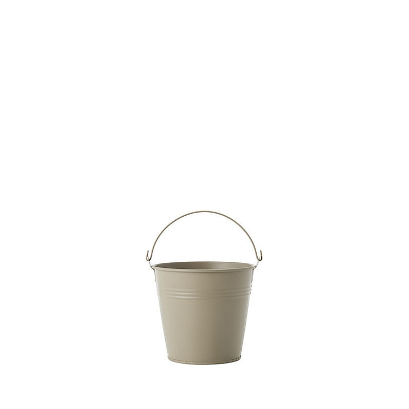 Seau en metal resistant a l'eau couleur lin d13.5 h12 cm