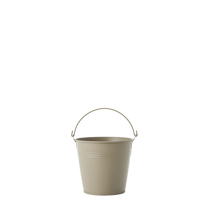Seau en metal resistant a l'eau couleur lin d13.5 h12 cm