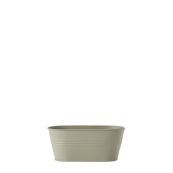 Waterproof oval metal bucket in linen color 10.5 x 21.5 h9 cm