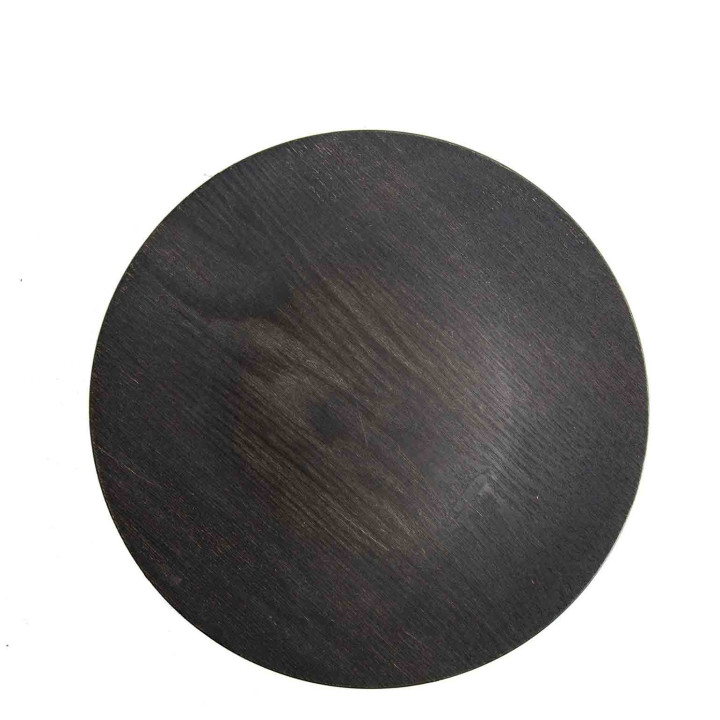 Black plastic wooden-like underplate d33 cm
