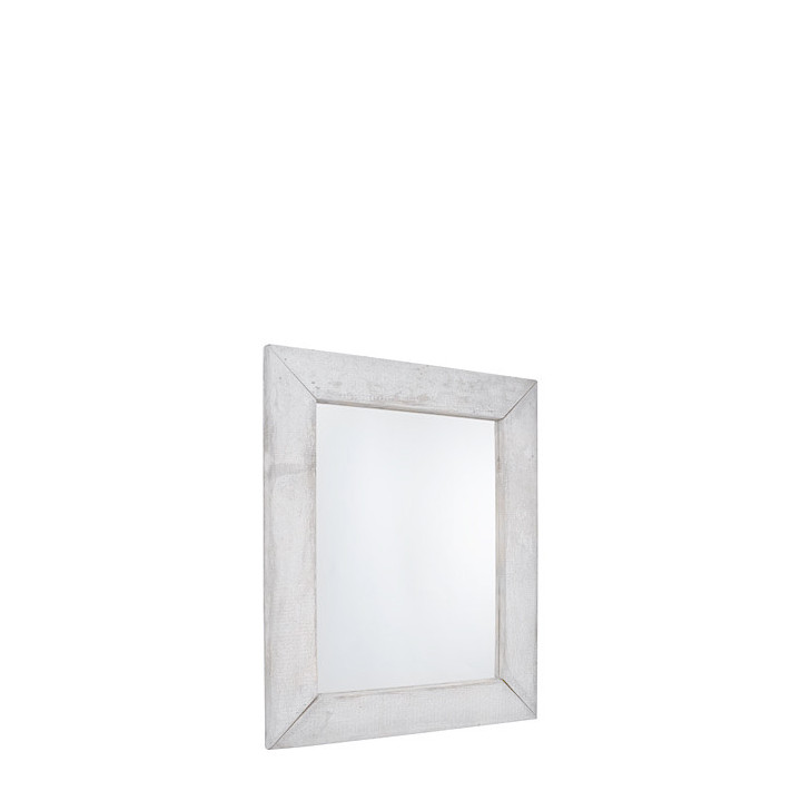 Miroir en bois brut couleur blanc 80 x 100 cm