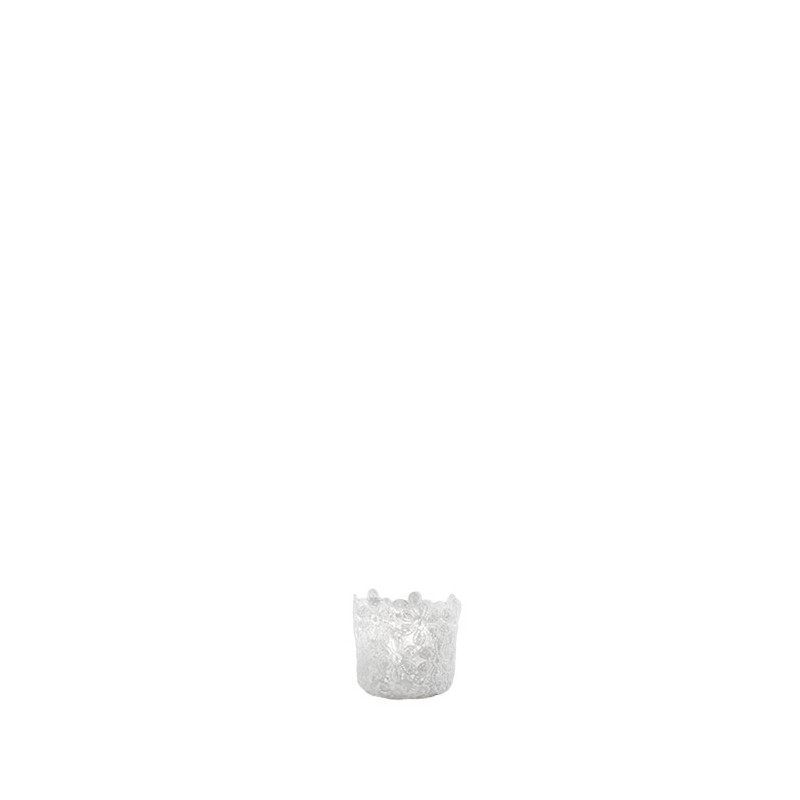 Vasetto polyester in pizzo fiori colore bianco d5.5 h6.5 cm