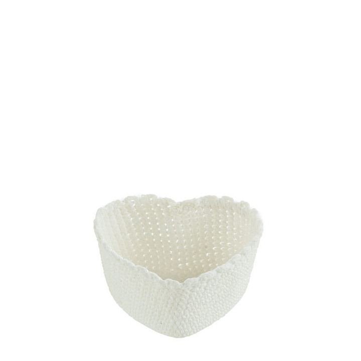 Panier au crochet en forme de coeur couleur blanc 13 cm