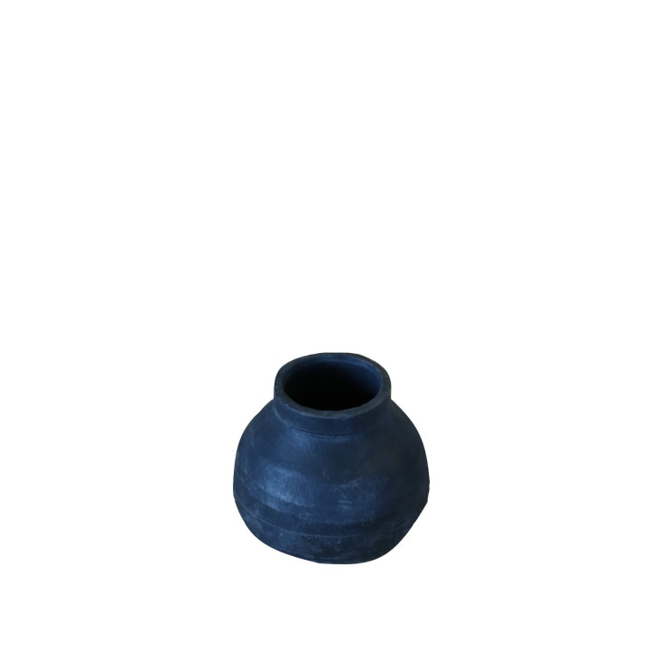 Petit vase noir en caoutchouc d10 h8 cm