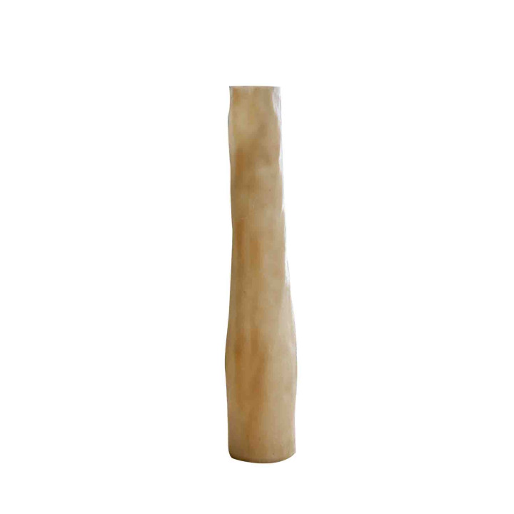 Vase en resine haut et detroit couleru creme d10 h50 cm