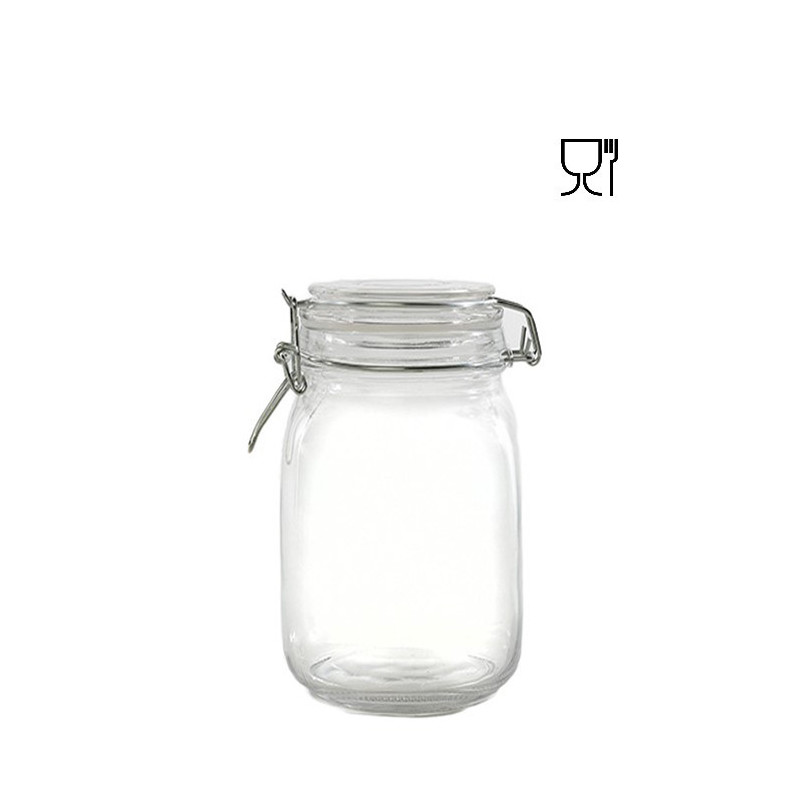 Barattolo in vetro con clip  v1500ml 11 x 11 h19.5 cm