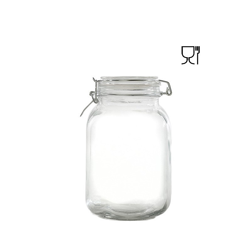 Barattolo in vetro con clip  v1750ml 13 x 13 h21 cm