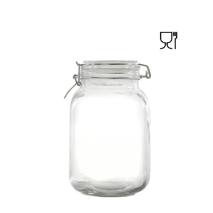 Glass jar with clip 1750ml 13 x 13 h21 cm