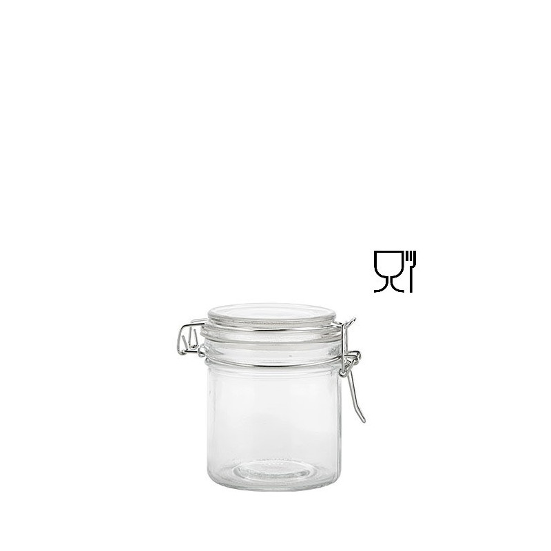 Cylindrical glass jar with clip 250ml d 9.5 h 7.5 cm