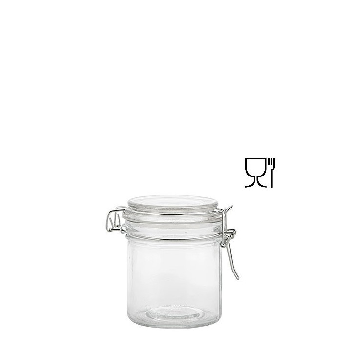 Barattolo cilindrico in vetro con clip v250 ml d9.5 h7.5 cm