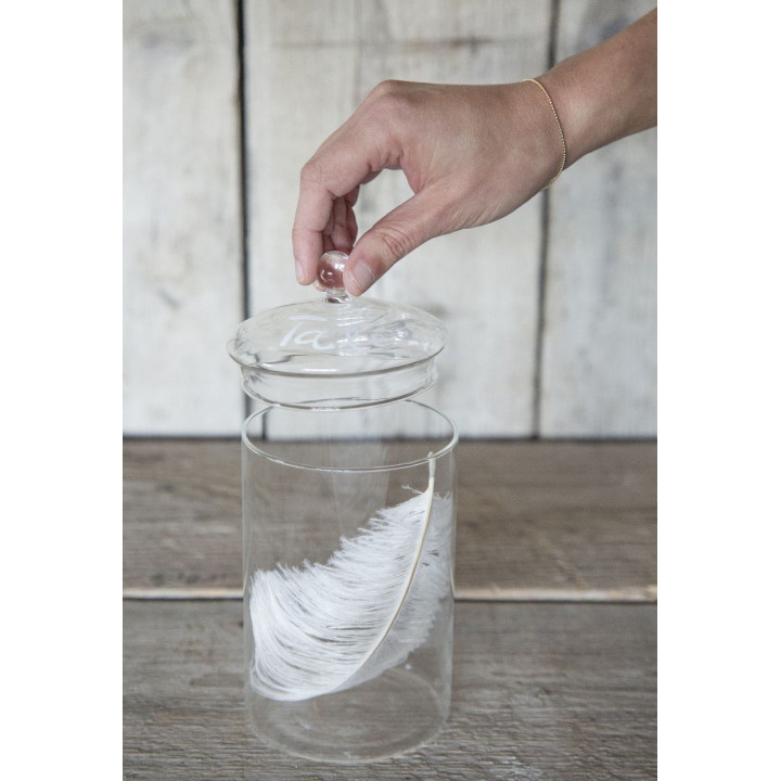 Transparent glass jar with small ball d9.6 h23 cm