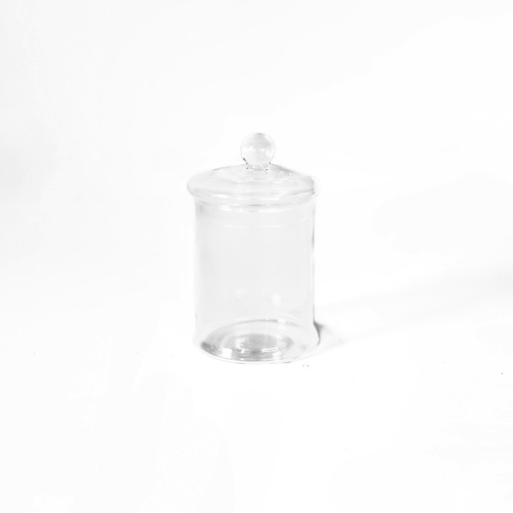 Vase en verre avec couvercle d6.5 h10 cm
