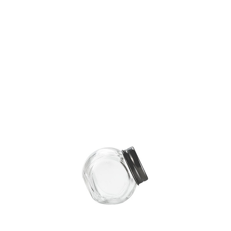 Barattolo inclinabile vetro tappo latta nero opaco v50 ml d5 h5 cm
