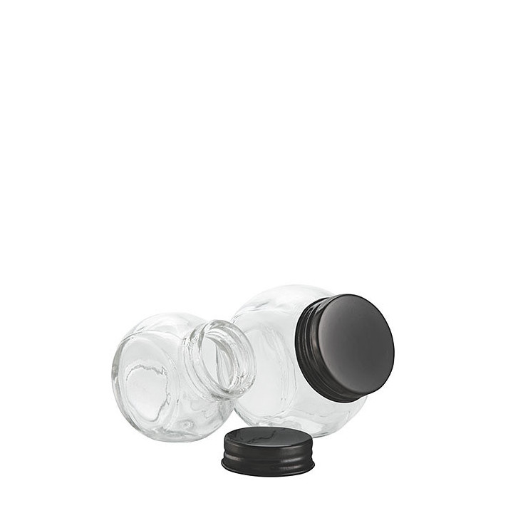 Barattolo inclinabile vetro tappo latta nero opaco v50 ml d5 h5 cm